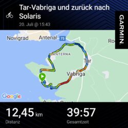 Grafik einer Radtour, welche mit Garmin Connect getelt wurde. 12,45km in 39m57s.