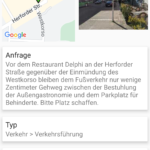 Die Anzeige einer Meldungin in der App "Mängelmelder"